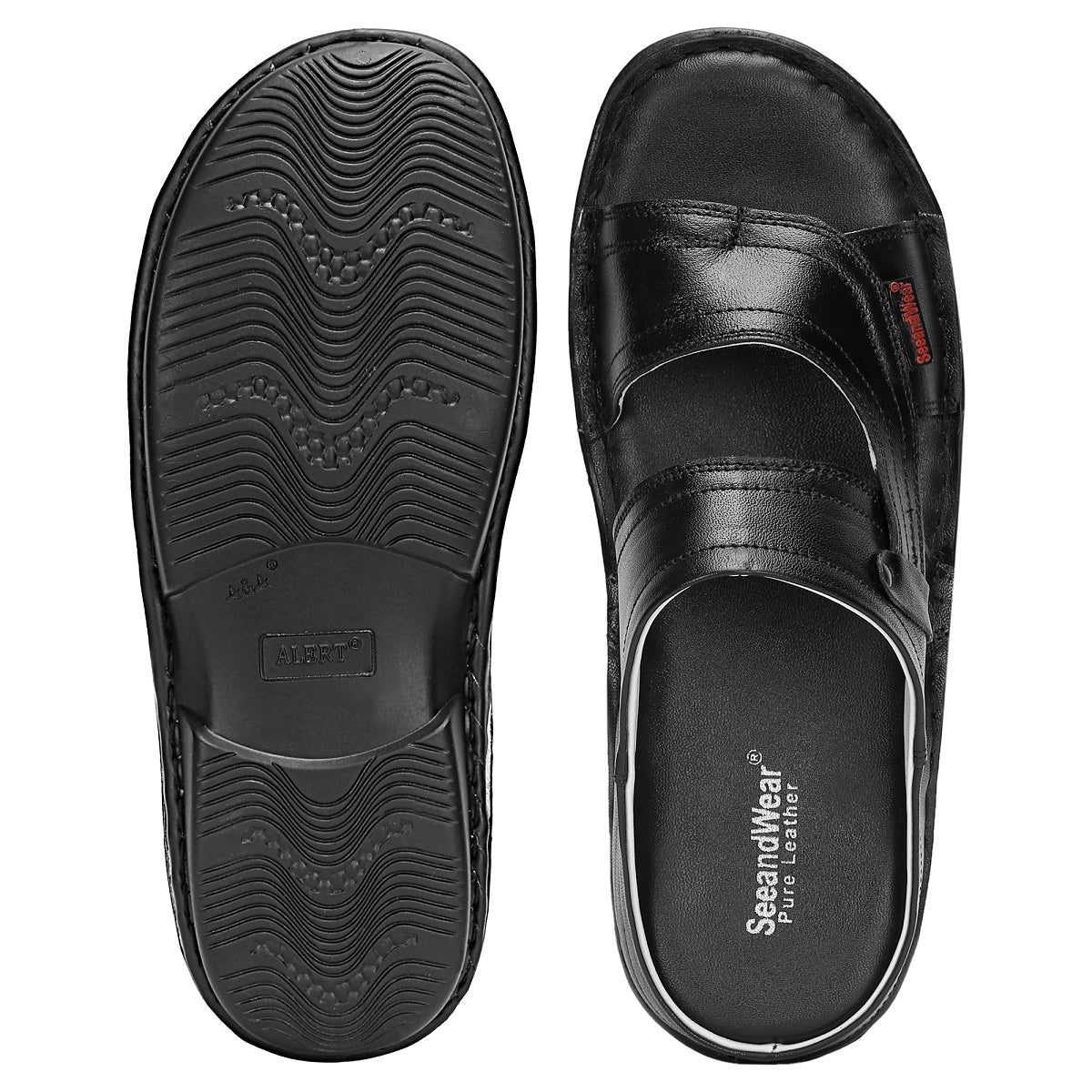 SeeandWear  Men Leather Black Sandal