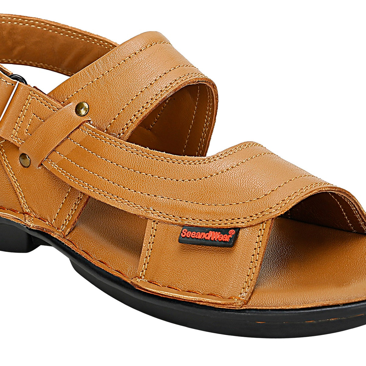 SeeandWear  Men Leather Tan Sandal