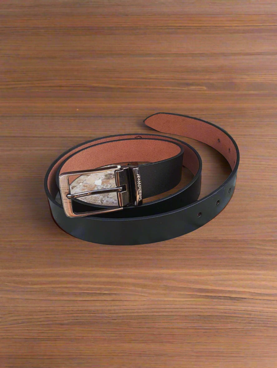 Black Single sided Leather Belt For Men