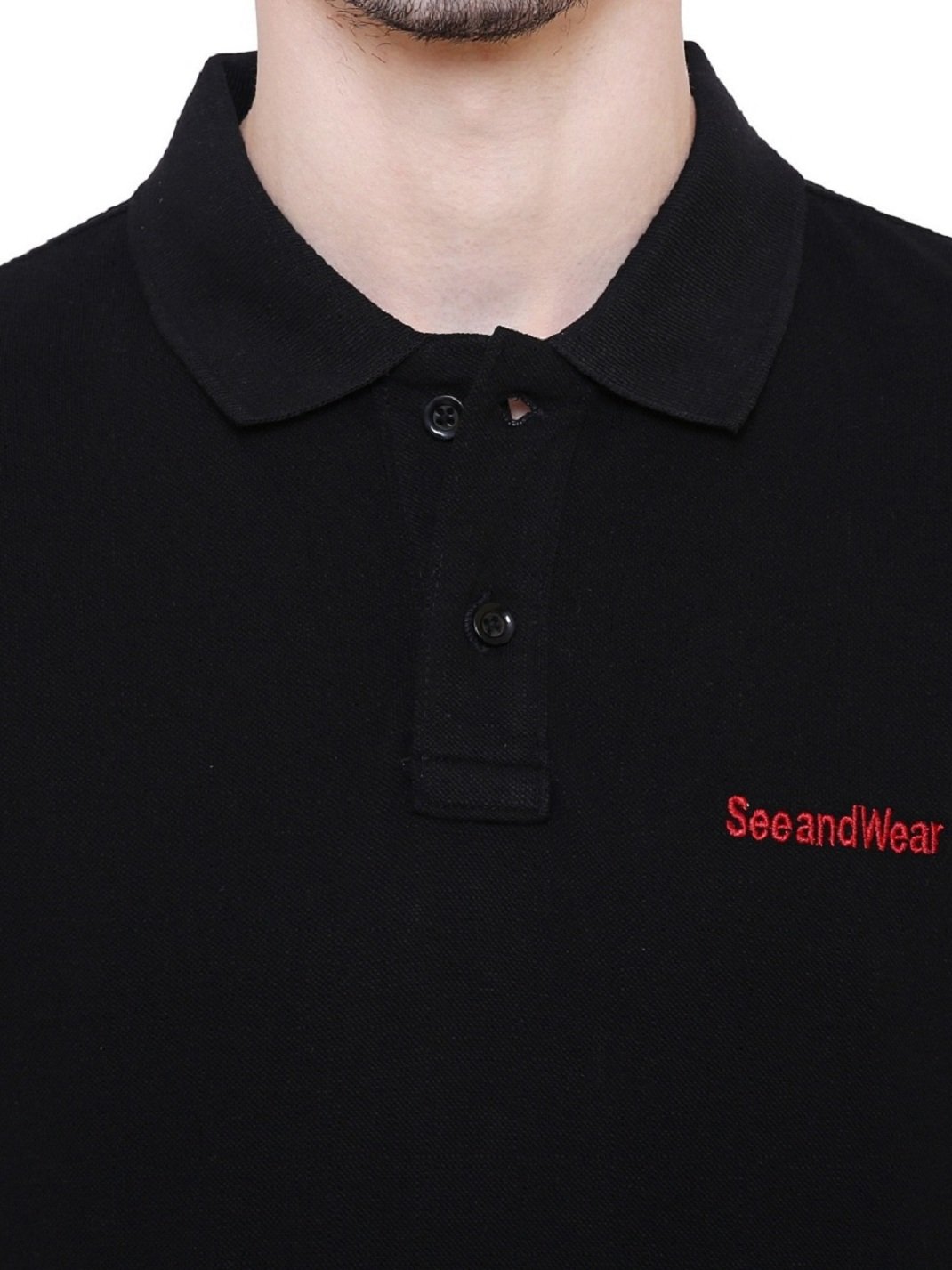 SeeandWear Men's Polo Collar Black T-Shirt - SeeandWear
