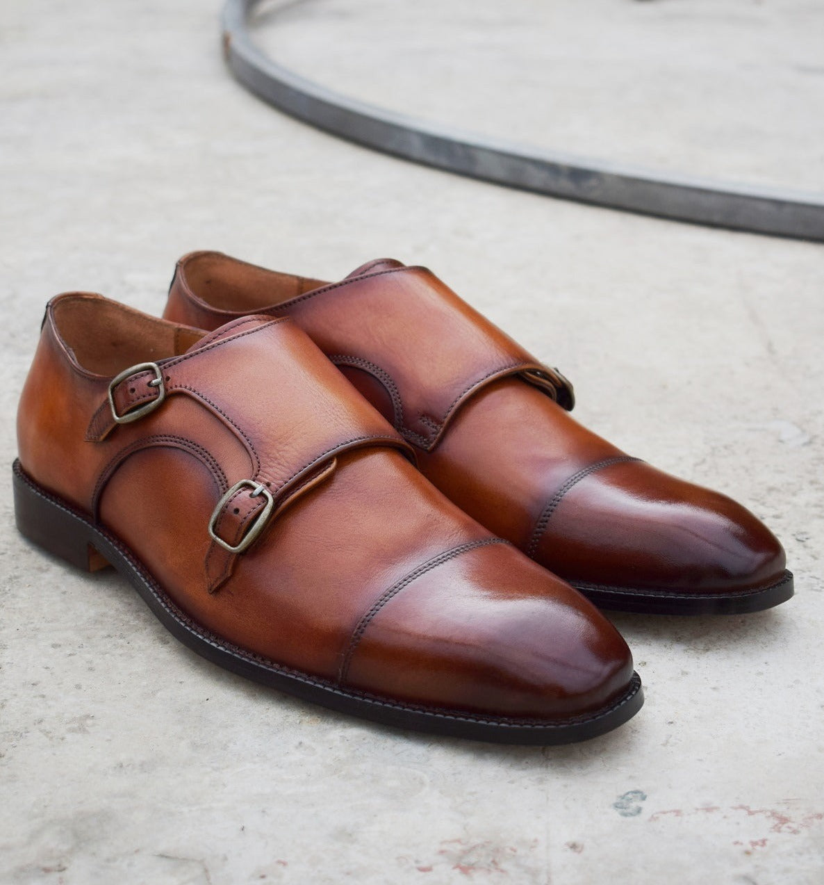Style Tan Double Monk Handmade shoes â SeeandWear