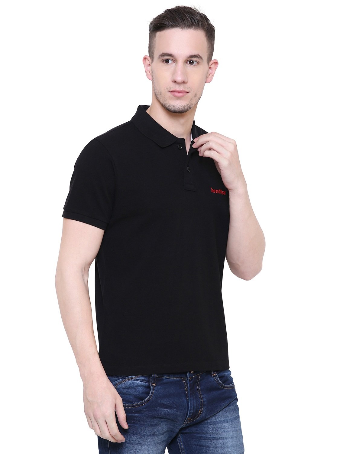 SeeandWear Men's Polo Collar Black T-Shirt - SeeandWear