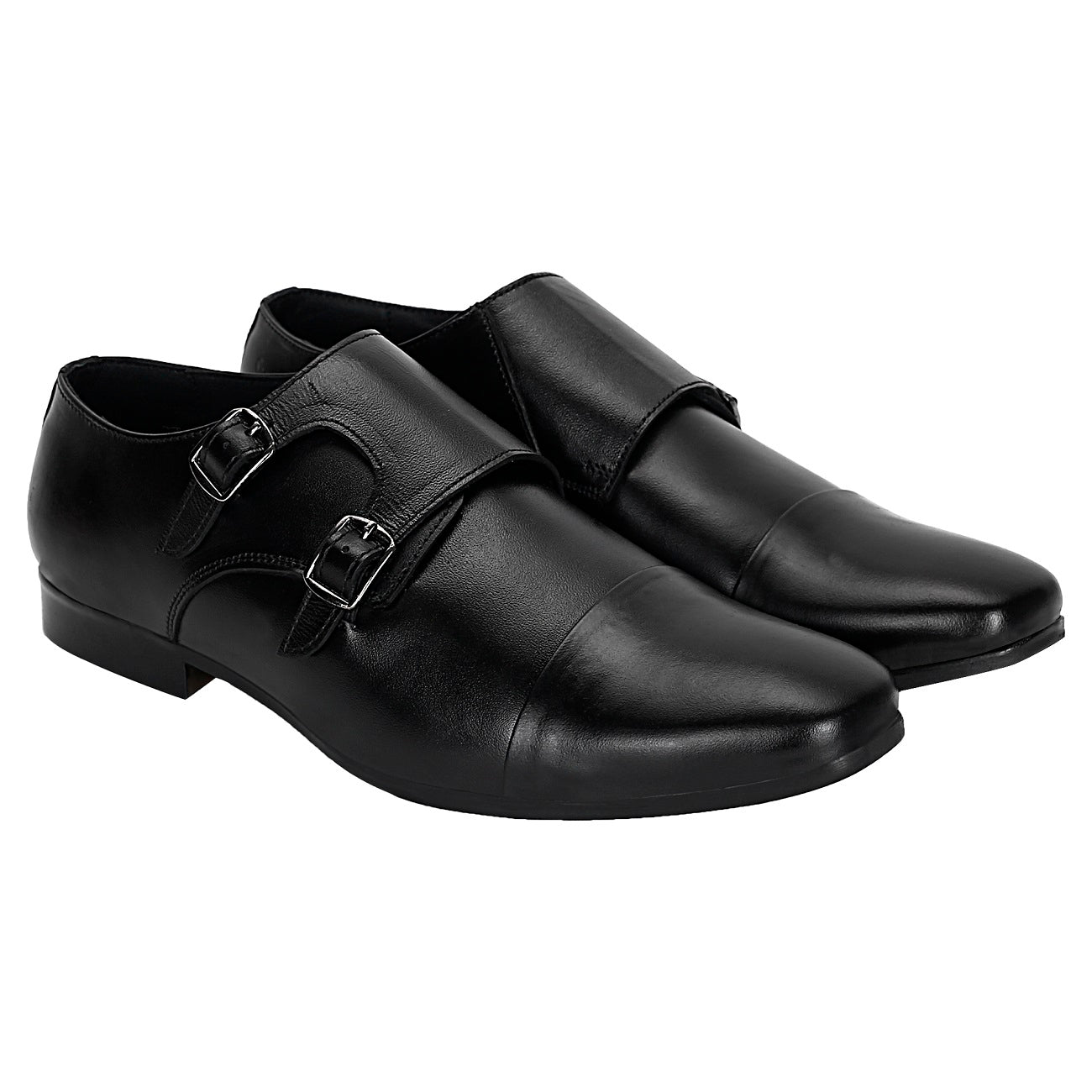 Black Double Monk Strap Shoes in India SeeandWear